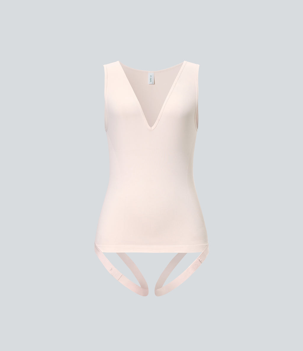 Seamless Flow V Neck Sleeveless Work Shapewear Bodysuit-Easy Peezy Edition