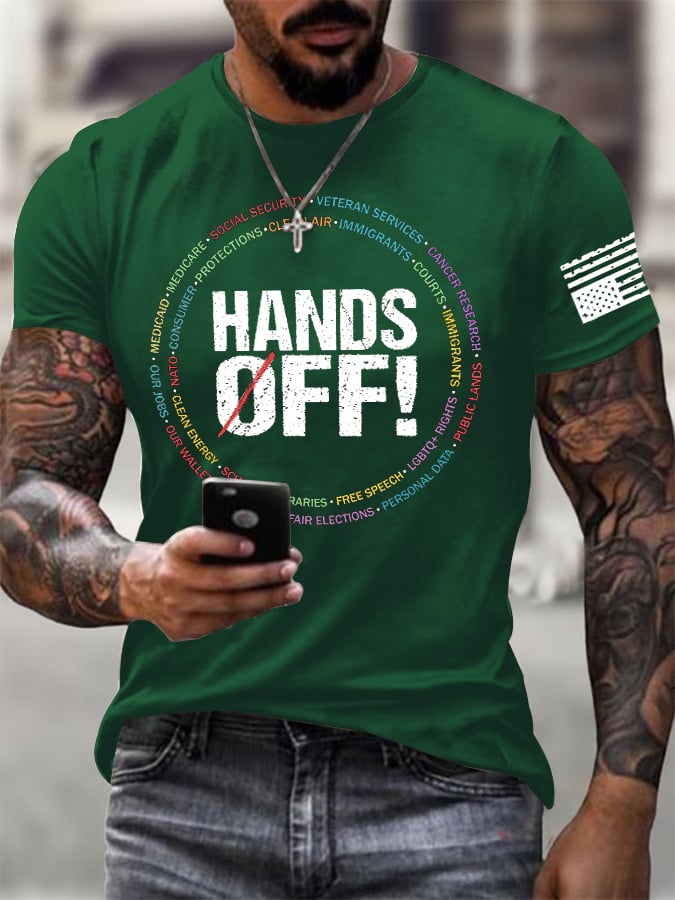 🔥Buy 3 Get 15% Off🔥Men'S Retro Hands Off Protest Print T-Shirt