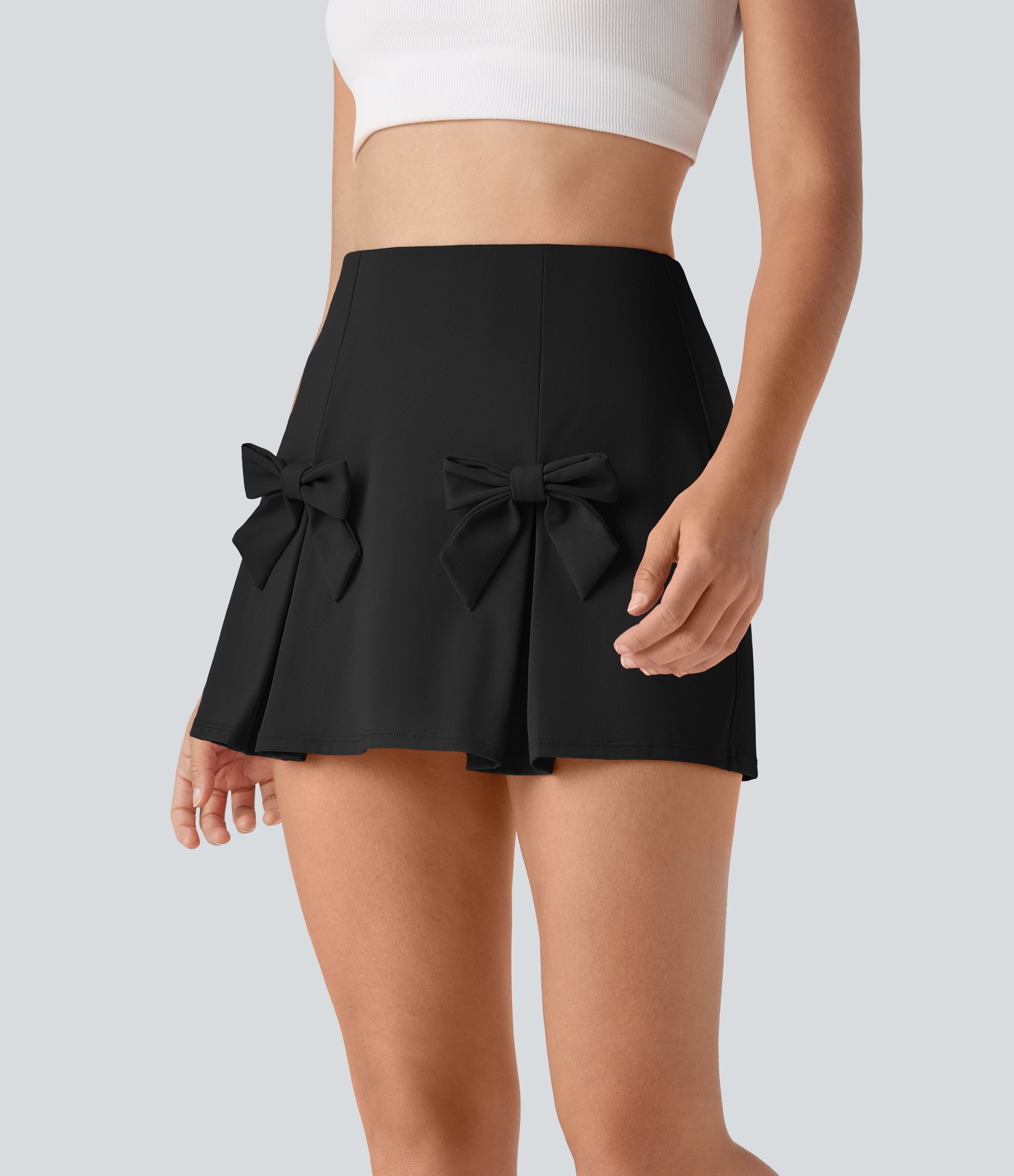 SoftlyZeroTM QuickDry High Waisted Tummy Control Removable Bow Casual Skirt with Built-in Shapewear Shorts