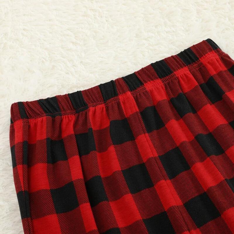 "We are Family 2025 Christmas Make Memories Together" Slogan Print Black & Red Plaid Family Matching Black Pajamas