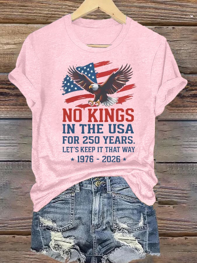 🔥Buy 3 Get 15% Off🔥Women's  No Kings USA Patriotic Tee ,250 Years of Democracy printed T-shirt