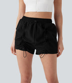 High Waisted Drawstring 2-in-1 Yoga Shorts with Pockets