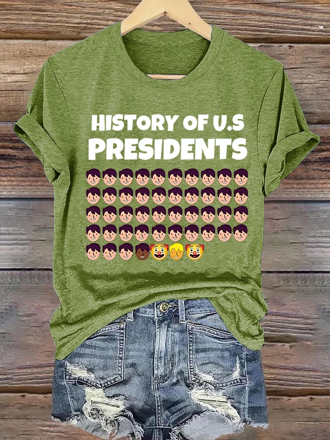 🔥Buy 3 Get 15% Off🔥Women's  History Of US Presidents Print T-Shirt