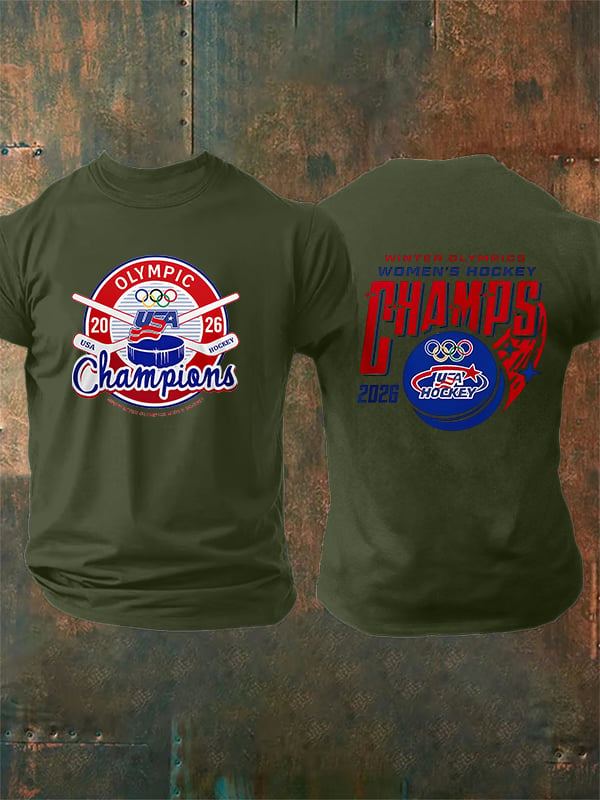Men's  Ice Hockey Print Casual T-Shirt