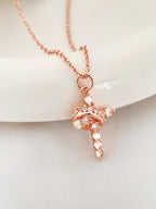 Rotatable Crown Cross Necklace