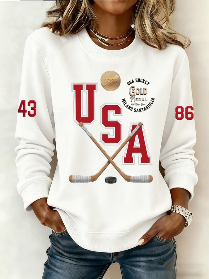 Women's  Hockey Print Sweatshirt