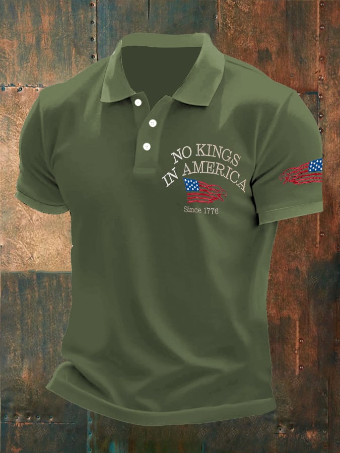 🔥Buy 3 Get 15% Off🔥Man's Vintage No Kings In America Since 1776 Printed Polo Shirt