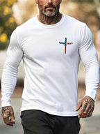 Men's Stand For The Flag Kneel For The Cross Print T-Shirt