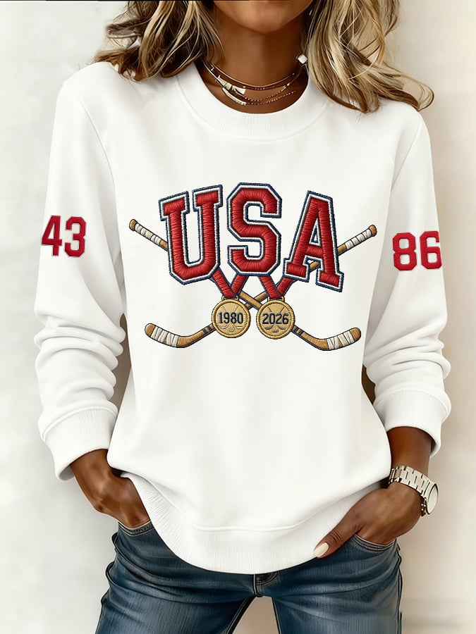 Women's  Hockey Print Sweatshirt