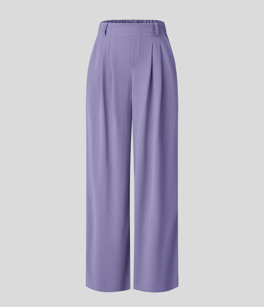 FlexTM High Waisted Side Pocket Wide Leg Waffle Work Pants