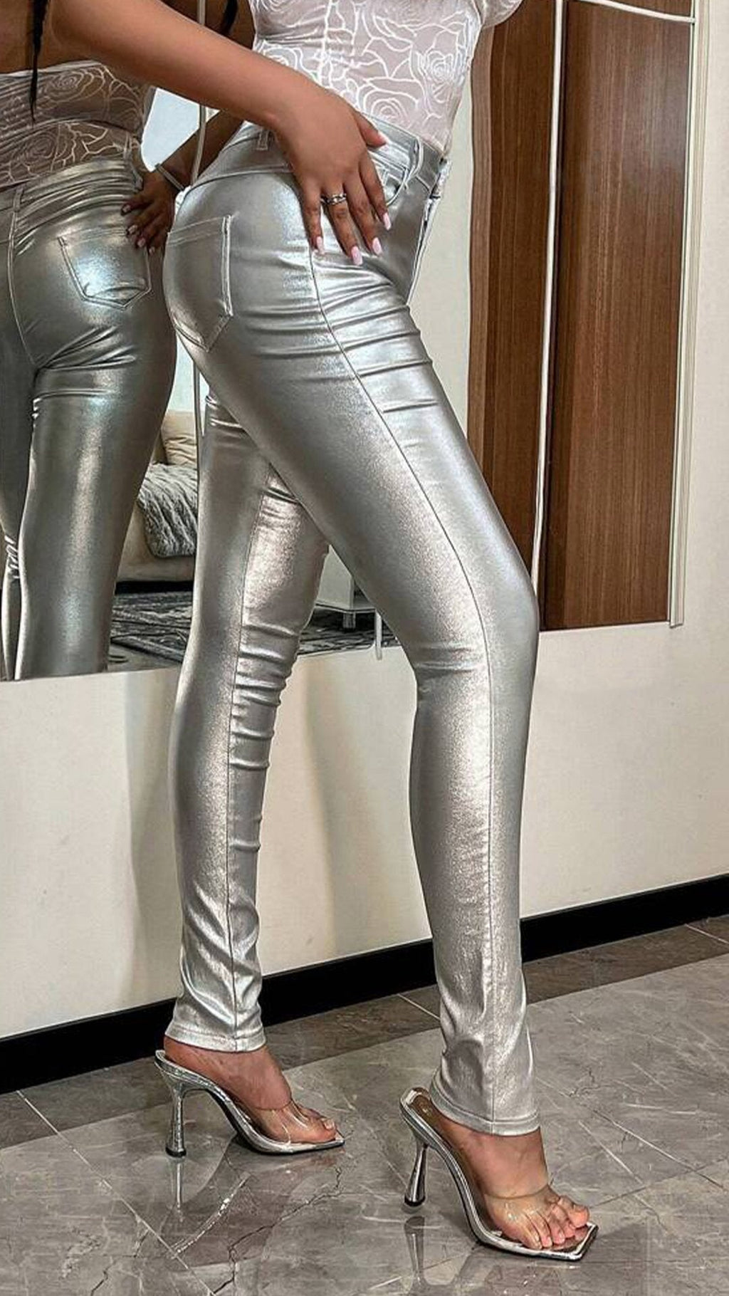 Women's Straight Slim Casual All-match Leather Pants