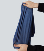 FlexTM Stand Collar Zipper Cool Touch Washed Denim Tennis Tank Top