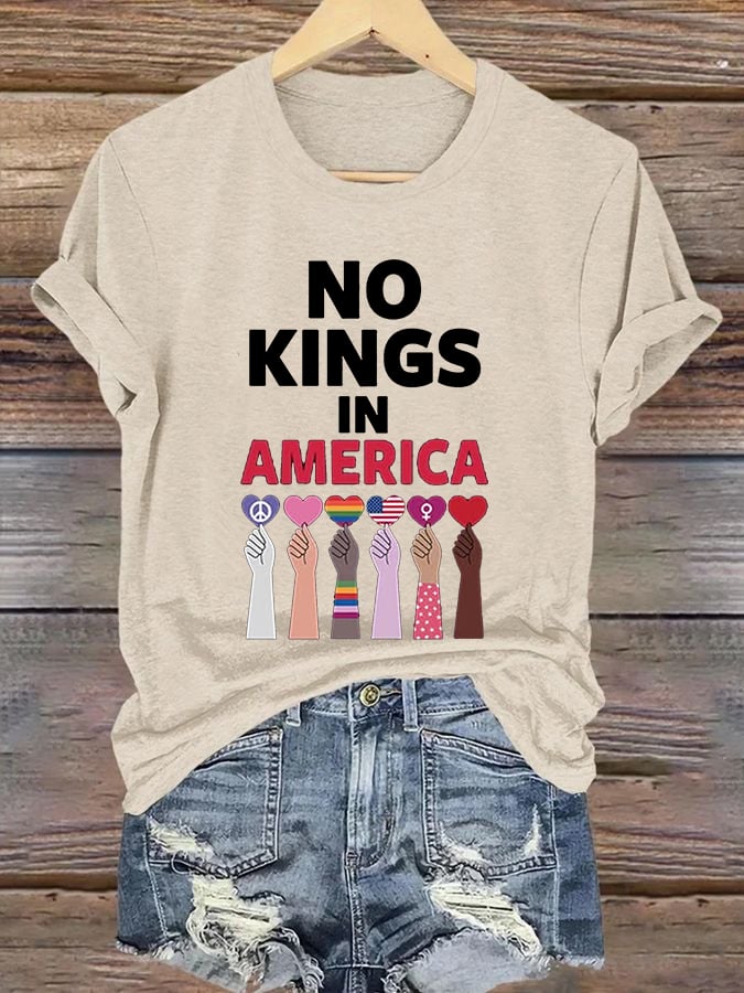 🔥Buy 3 Get 15% Off🔥Women's No Kings In America Print Caasual T-shirt