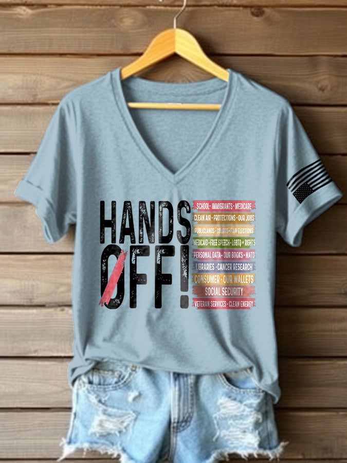🔥Buy 3 Get 15% Off🔥Women's Retro Hands Off Protest Print T-Shirt