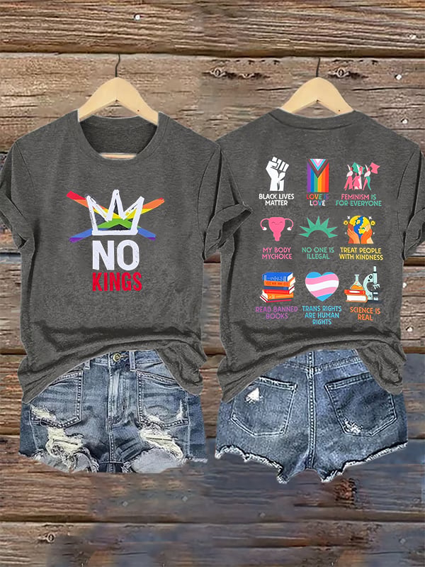 🔥Buy 3 Get 15% Off🔥Women's  No Kings Print T-Shirt