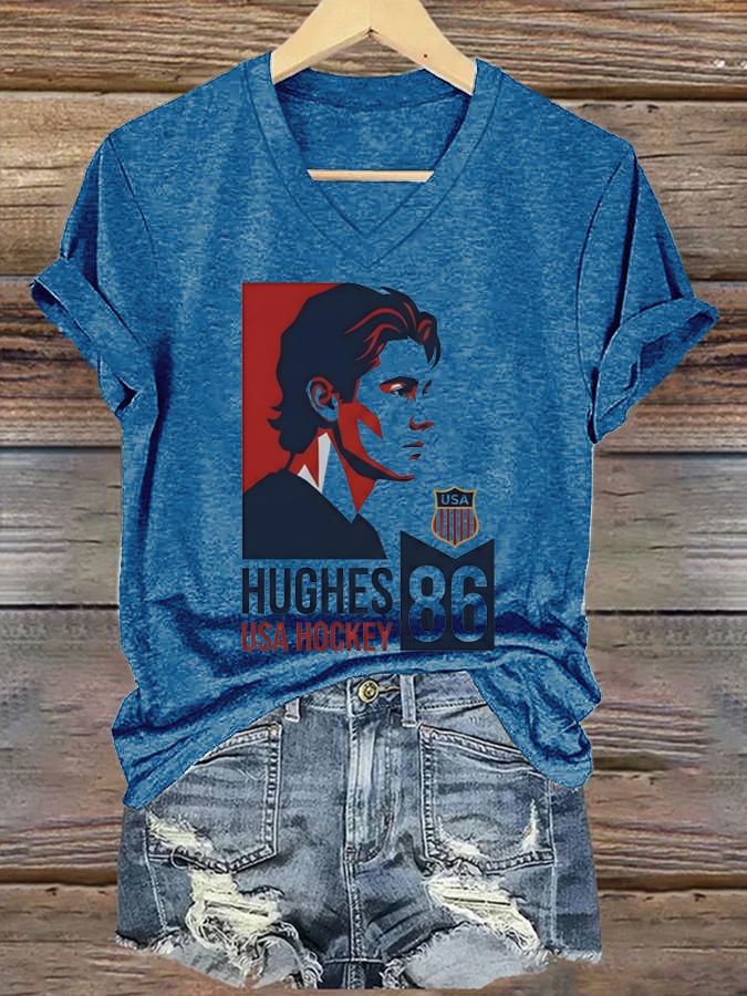 Women's Ice Hockey Print Casual T-Shirt