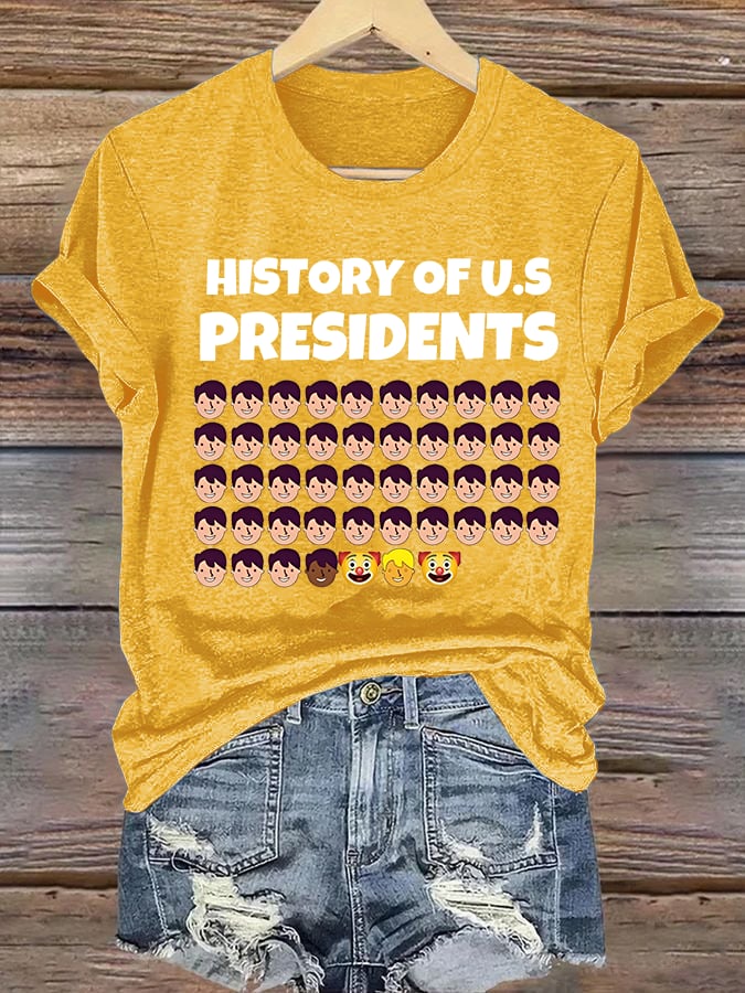 🔥Buy 3 Get 15% Off🔥Women's  History Of US Presidents Print T-Shirt