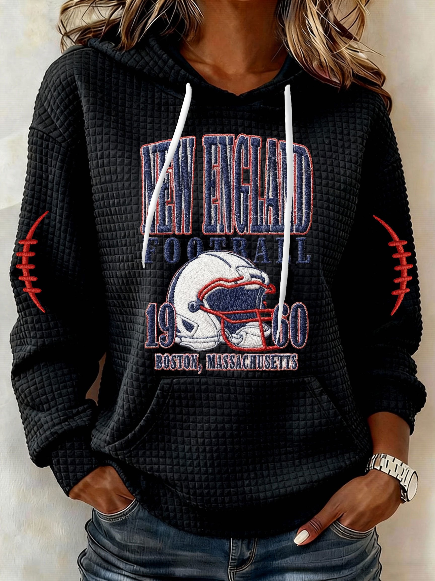 Women’s Football Graphic Waffle Knit Hoodie