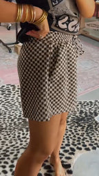 Ladies' Drawstring Plaid Casual Shorts