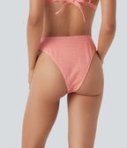 V-Shaped Low Rise Gingham High Leg Cheeky Bikini Bottom Swimsuit