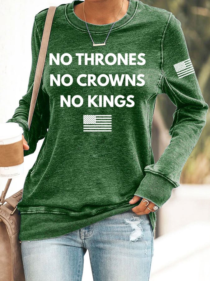 🔥Buy 3 Get 15% Off🔥Women's No Thrones No Crowns No Kings Print Round Neck Sweatshirt