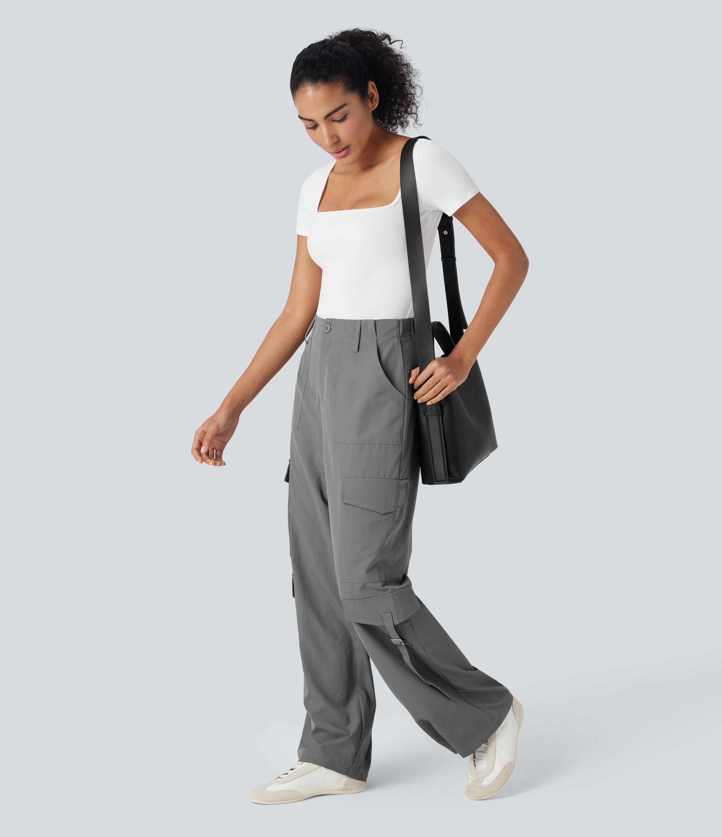 High Waisted Travel Cargo Pants with Pockets