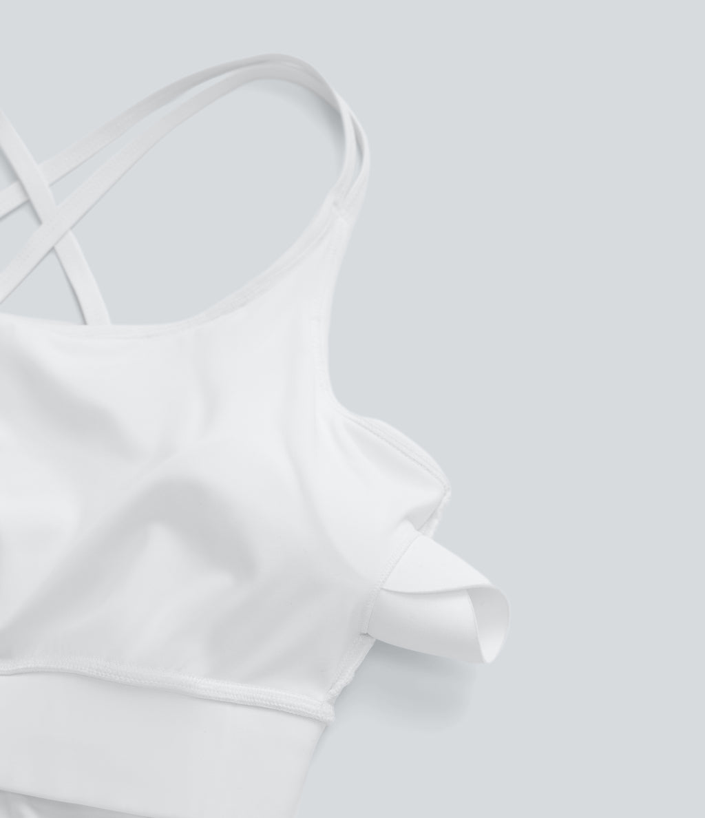 Double Straps Pleated Quick Dry Yoga Cami Top-D/DD/DDD/F Cups