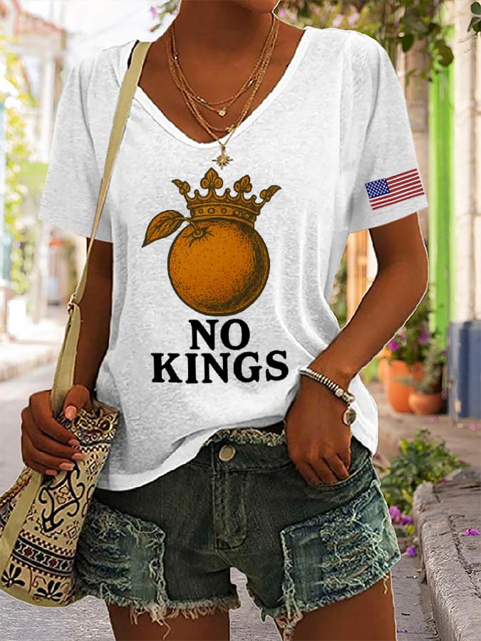 🔥Buy 3 Get 15% Off🔥Women's “No King in America SINCE1776” Print Casual T-Shirt