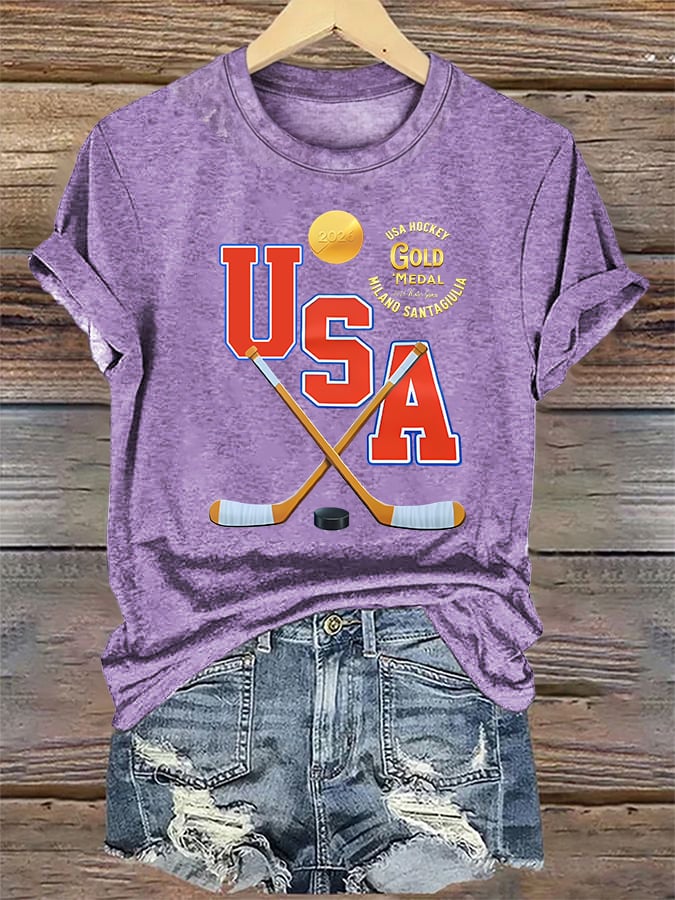 Women's  USA  Funny  Print T-Shirt