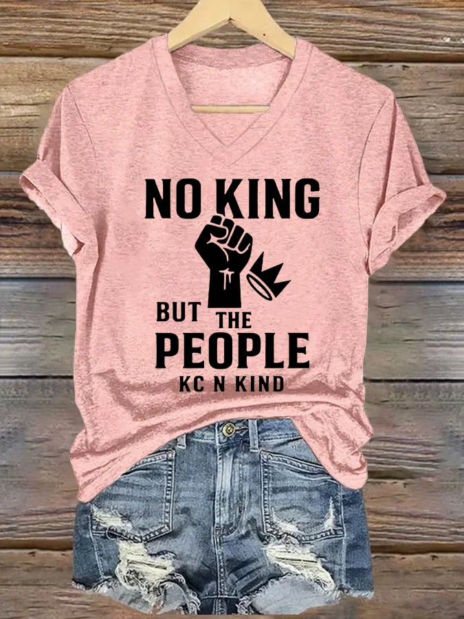 🔥Buy 3 Get 15% Off🔥V-neck Women's no king but the people KC N kind Printed Casual T-Shirt