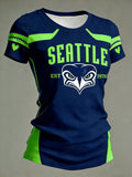Women's Fashion Seattle Football Fan Crew Neck T-Shirt