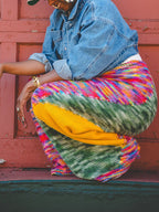 Casual Colorful Knit Paneled Pants