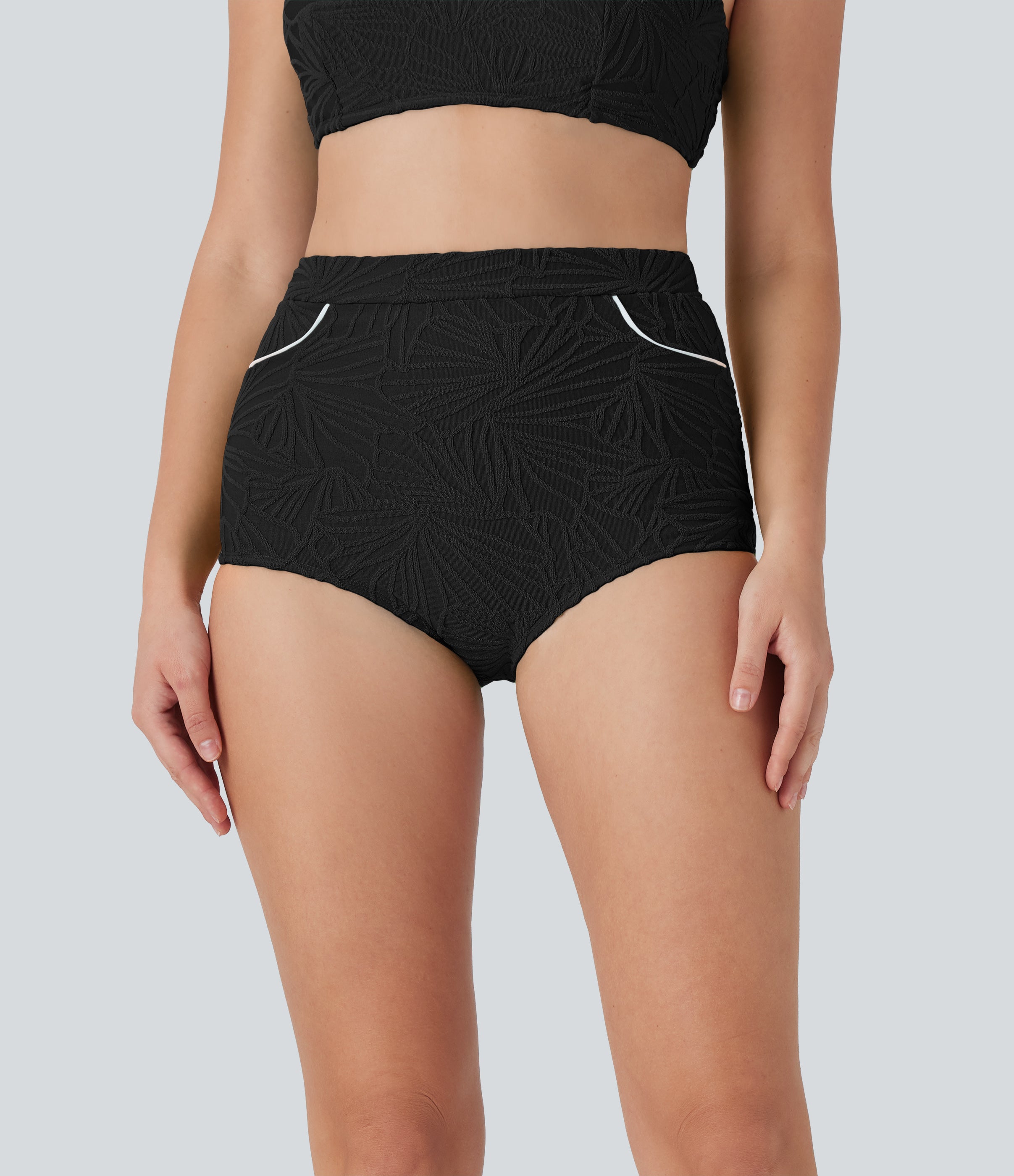 High Waisted Texture Bikini Bottom Swimsuit
