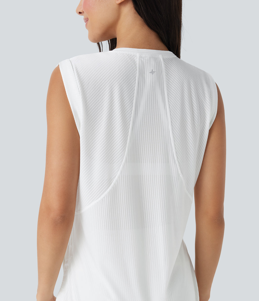 Round Neck Curved Hem Quick Dry Yoga Tank Top