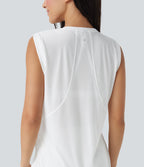 Round Neck Curved Hem Quick Dry Yoga Tank Top