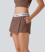 Water Repellent Mid Rise Foldover Twill Mini Tennis Skort with Pockets