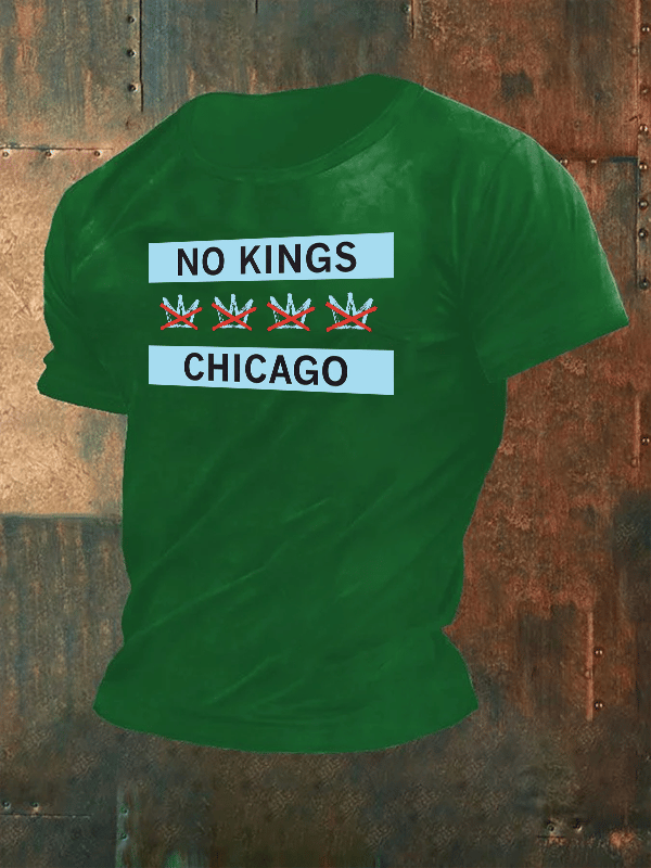 🔥Buy 3 Get 15% Off🔥Men's  No Kings Chicago Flag Print  T-Shirt