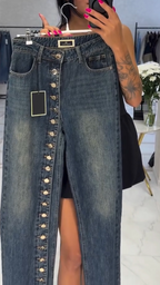 Women Button-down Washed Casual Jeans