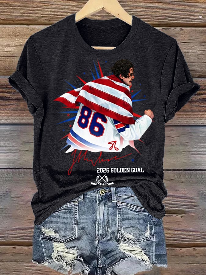 Women's Ice Hockey Print Casual T-Shirt