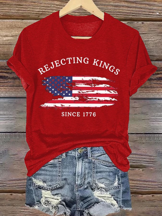 🔥Buy 3 Get 15% Off🔥Women'S Rejecting Kings Since 1776 Print T-Shirt