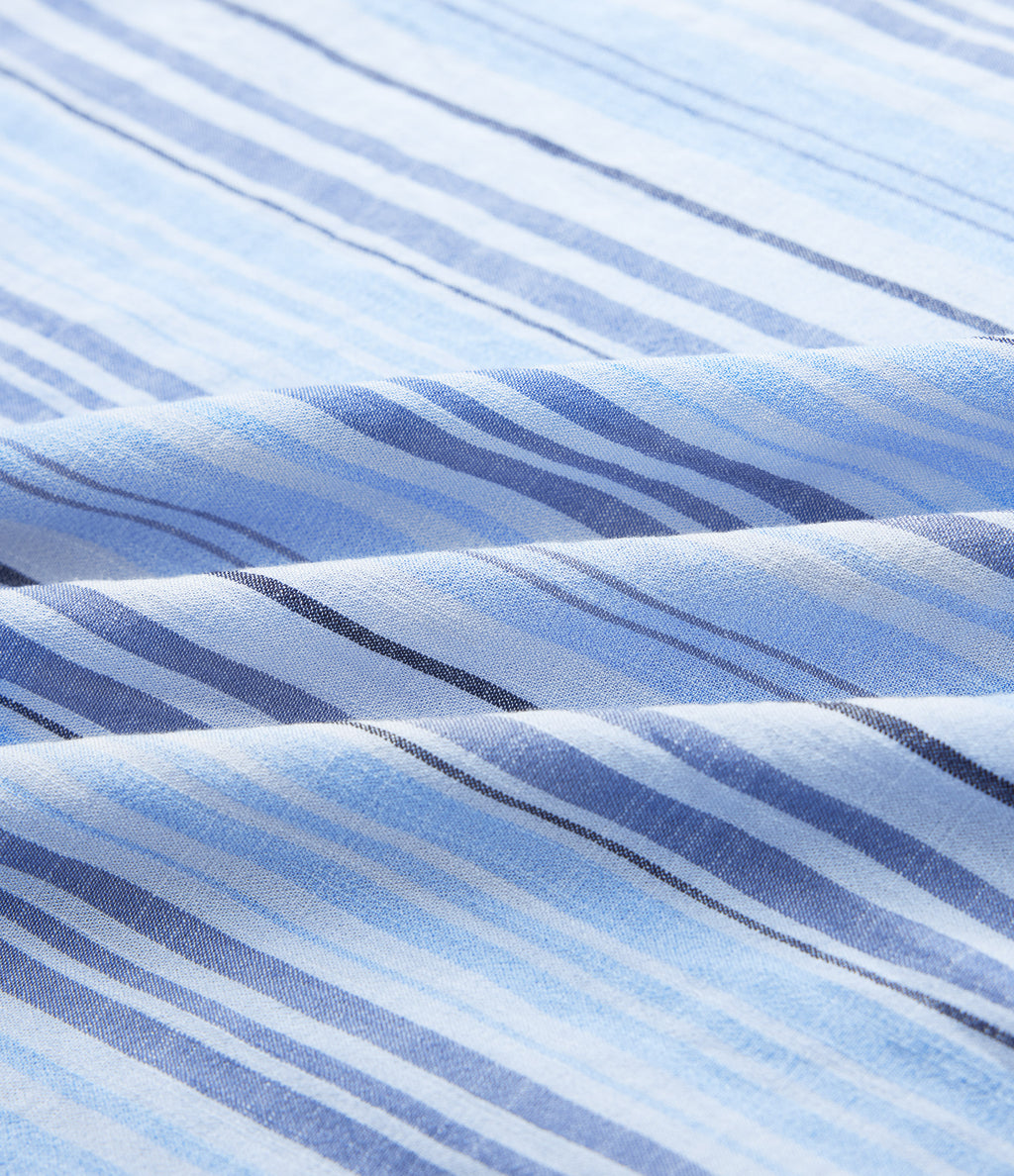 High Waisted Stripe Maxi Linen-Feel Skirt with Pockets