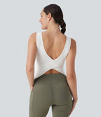 U Neck Crossover Yoga Tank Top-Longer Length-D/DD/DDD/F Cups