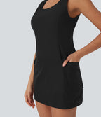 Water Repellent Wear-Resistant 2-Piece Mini Camping Cargo Dress with Pockets
