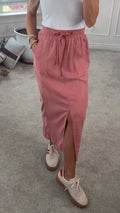Ladies' Solid Color Split Casual Skirt