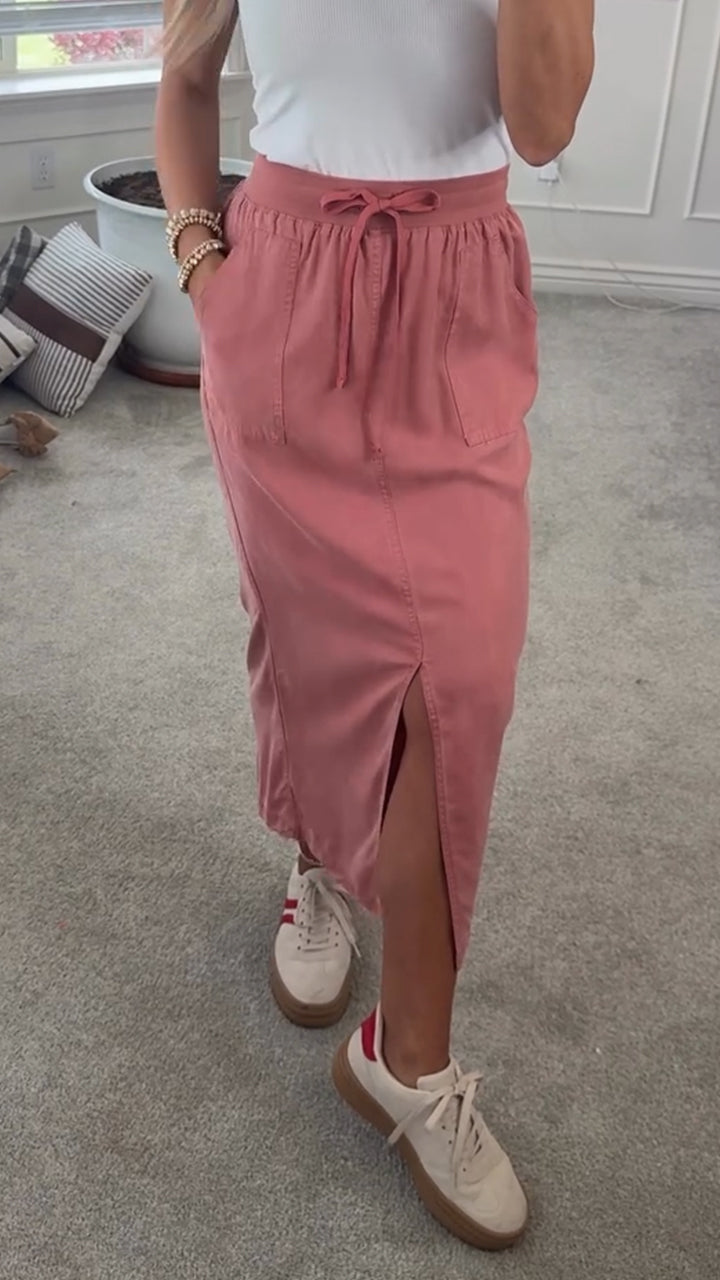 Ladies' Solid Color Split Casual Skirt