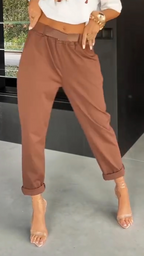 Ladies Solid Color Casual Pants