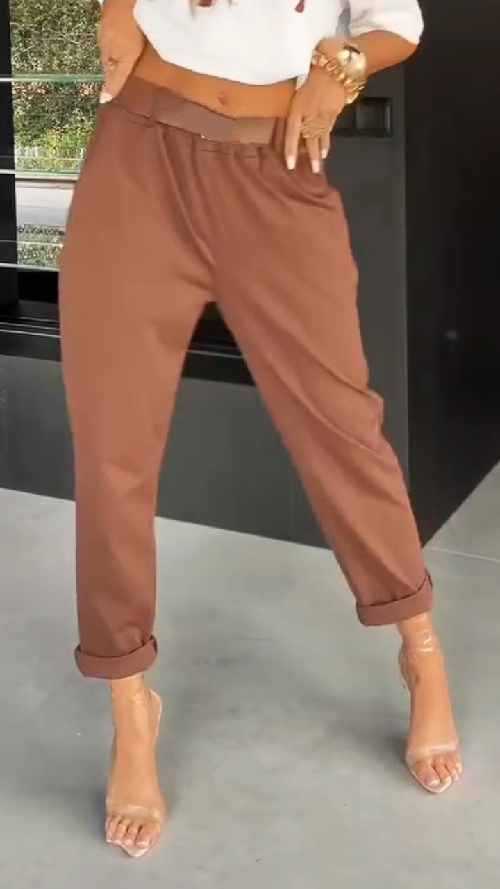 Ladies Solid Color Casual Pants