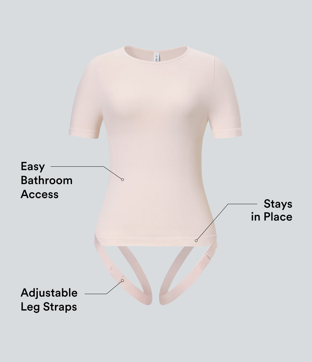 Seamless Flow Smoothing Adjustable Leg Straps Work Bodysuit-Easy Peezy