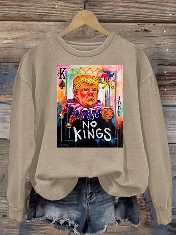 Women's   No Kings In America Print Casual  Sweatshirt