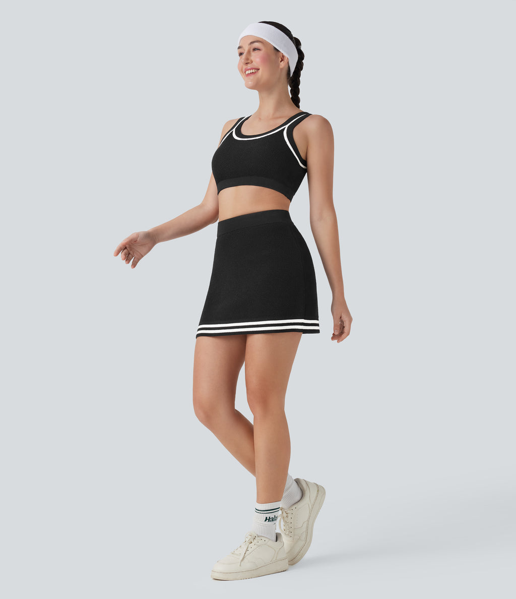 Color Block Cropped Casual Sweater Knit Tank Top